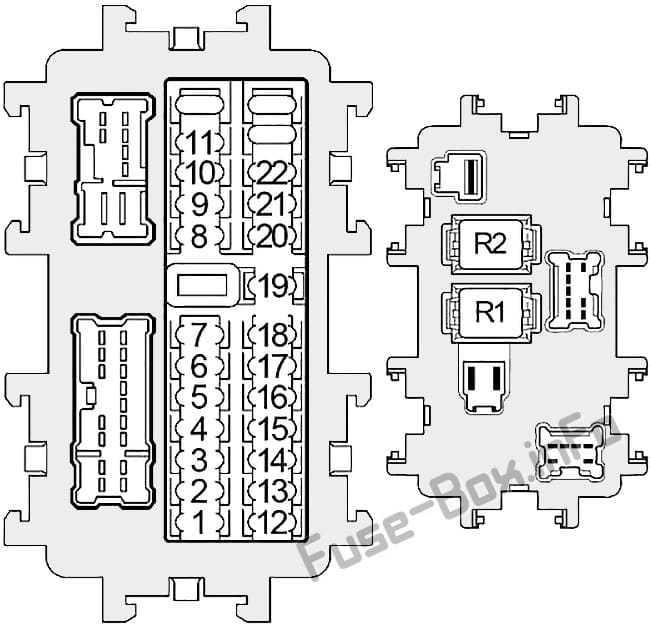 Instrument panel fuse box diagram: Infiniti QX56 (2004, 2005, 2006, 2007, 2008, 2009, 2010)