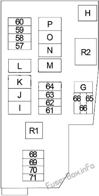 Under-hood fuse box #2 diagram: Infiniti JX35, QX60 (2012, 2013, 2014, 2015, 2016, 2017)