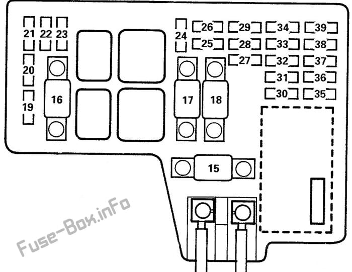 Under-hood fuse box diagram: Isuzu Oasis (1996, 1997, 1998, 1999)