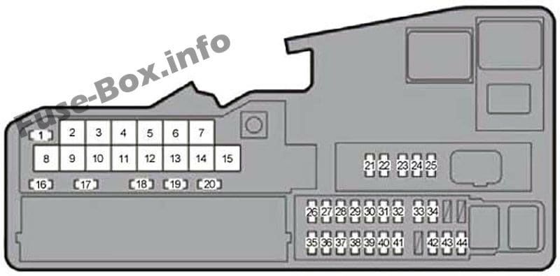 Under-hood fuse box diagram: Lexus ES 250, ES 350, ES 300h, ES 350h (2012, 2013, 2014, 2015)