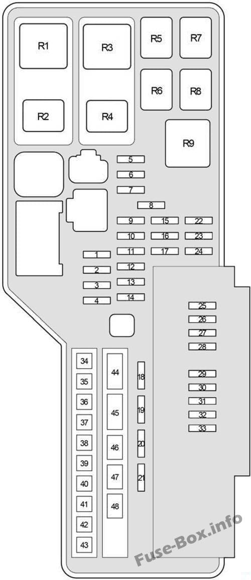 Under-hood fuse box diagram: Lexus ES 350 (2006, 2007, 2008, 2009, 2010, 2011, 2012)