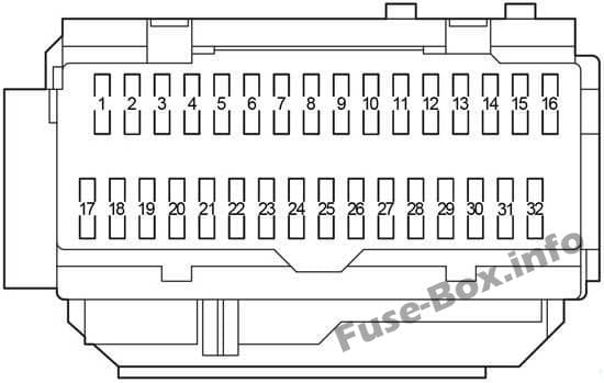 Instrument panel fuse box diagram: Lexus ES 350 (2006, 2007, 2008, 2009, 2010, 2011, 2012)