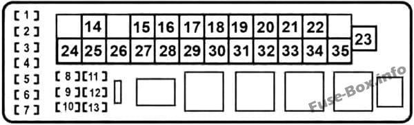 Under-hood fuse box #1 diagram: Lexus GS 350, GS 430, GS 460 (2006, 2007, 2008, 2009, 2010, 2011)