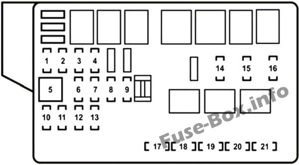 Under-hood fuse box #2 diagram: Lexus GS 350, GS 430, GS 460 (2006, 2007)