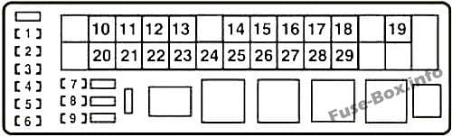 Under-hood fuse box diagram (LHD): Lexus IS 200d, IS 220d, IS 250d (2010, 2011, 2012, 2013)