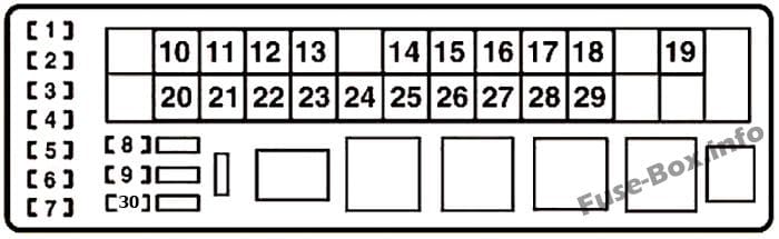 Under-hood fuse box #1 diagram: Lexus IS 250, IS 350 (2006-2013)