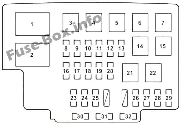 Under-hood fuse box diagram: Lexus RX 350 (2007, 2008, 2009)