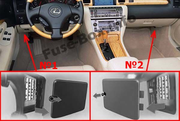 The location of the fuses in the passenger compartment: Lexus SC 430 (2001-2010)