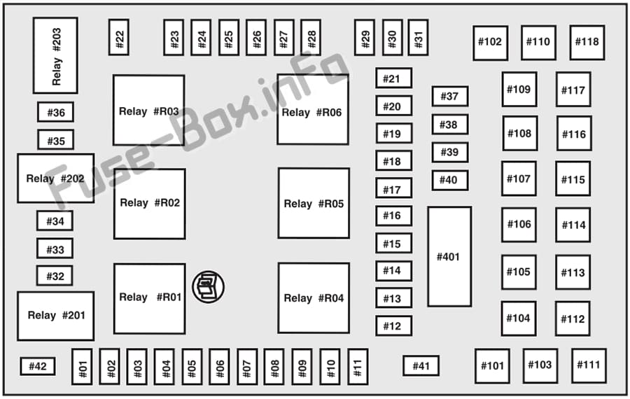 Interior fuse box diagram: Lincoln Mark LT (2006, 2007, 2008)