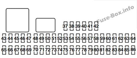 Interior fuse box diagram: Mazda 3 (2003, 2004, 2005)