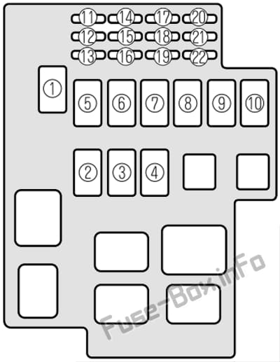 Under-hood fuse box diagram: Mazda Millenia (2000, 2001, 2002)