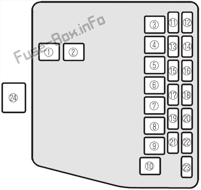 Under-hood fuse box diagram: Mazda Protege (2000, 2001, 2002, 2003)