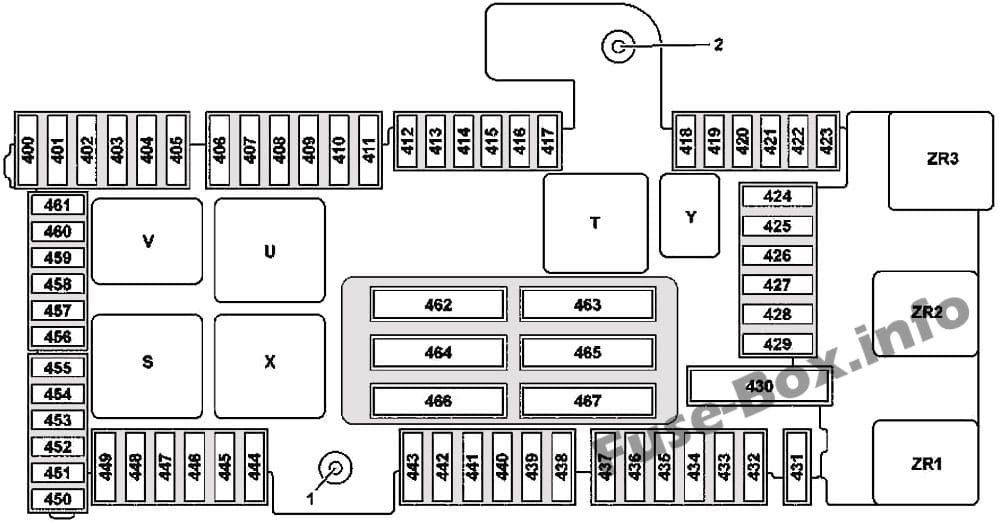 Trunk fuse box diagram (version 2: Mercedes-Benz C-Class (2015-2019-..)