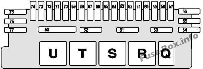 Fuse Box below right rear seat (diagram): Mercedes-Benz CL-Class / S-Class (1999-2006)