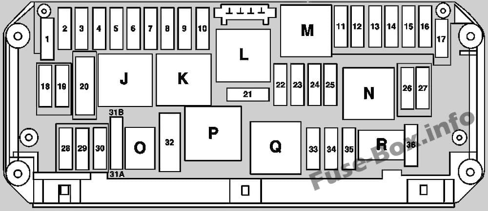 Under-hood fuse box diagram: Mercedes-Benz GLK-Class (2009-2015)