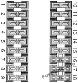 Fuse box under steering column (diagram): Mercedes-Benz Vito (1996-2003)