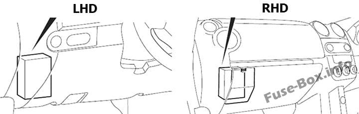 The location of the fuses in the passenger compartment: Mitsubishi Colt (2005-2012)