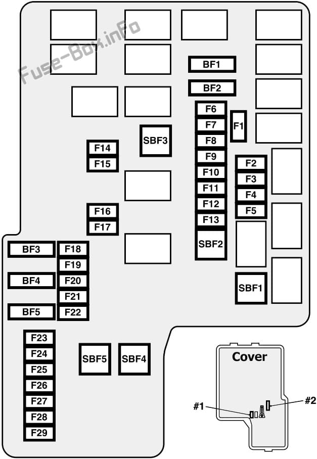 Under-hood fuse box diagram: Mitsubishi Pajero Sport (2015, 2016, 2017, 2018, 2019)