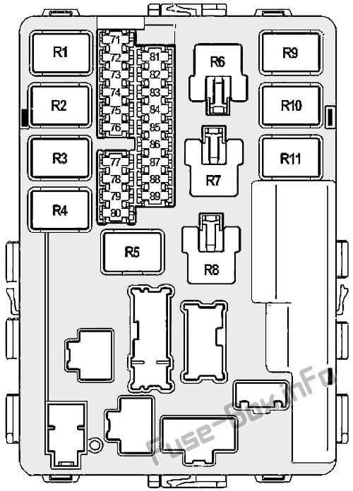 Under-hood fuse box #1 diagram: Nissan 350Z (2003, 2004, 2005, 2006, 2007, 2008)