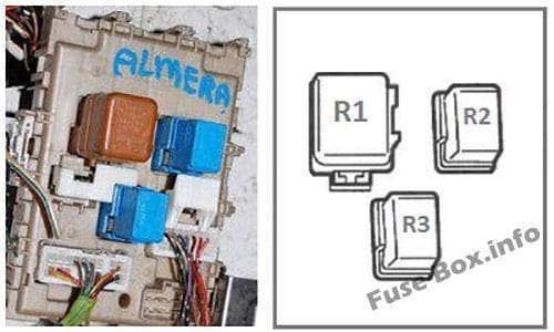 Instrument panel fuse box diagram (rear side): Nissan Almera II (2000-2006)