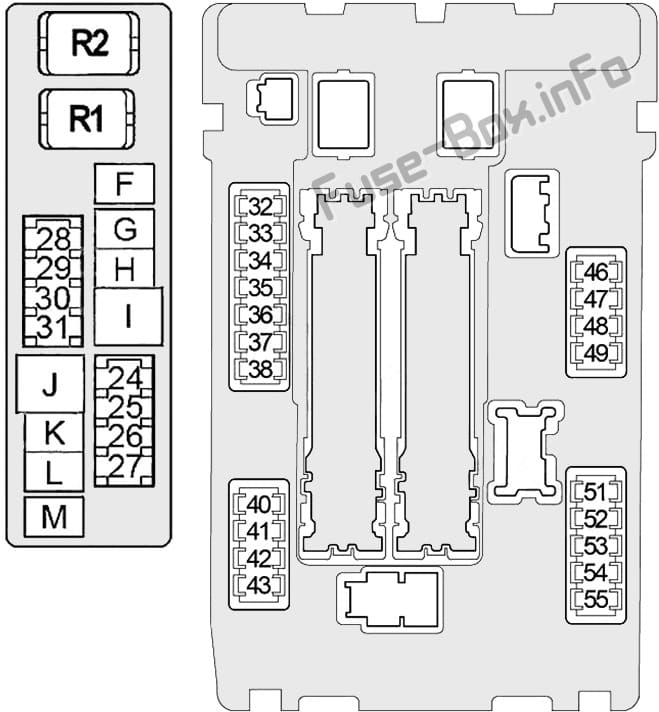 Under-hood fuse box diagram: Nissan Altima (2007, 2008, 2009, 2010, 2011, 2012, 2013)