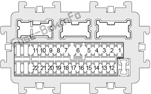 Instrument panel fuse box diagram: Nissan Altima (2007, 2008, 2009, 2010, 2011, 2012, 2013)