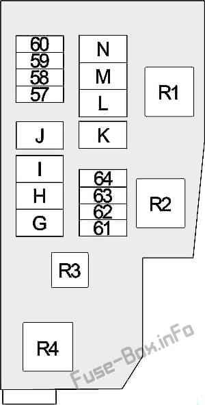 Under-hood fuse box #2 diagram: Nissan Altima (2013, 2014, 2015, 2016, 2017, 2018)