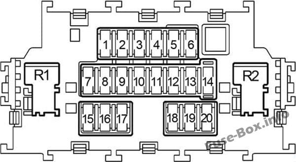 Instrument panel fuse box diagram: Nissan Note (2004-2013)