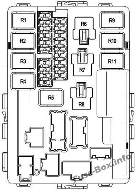 Under-hood fuse box diagram (Type 1): Nissan Teana (2003-2008)