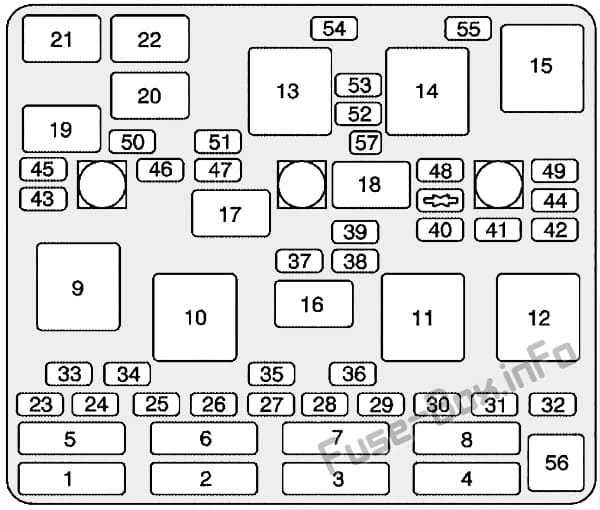 Under-hood fuse box diagram: Oldsmobile Alero (1999, 2000)