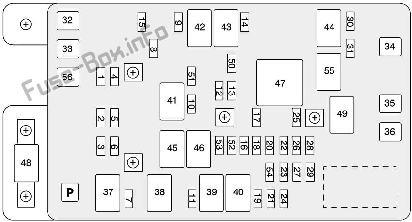 Under-hood fuse box diagram: Oldsmobile Bravada (2002, 2003, 2004)