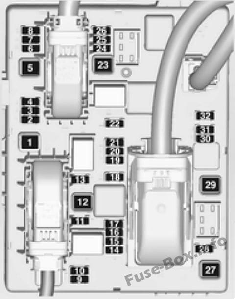 Trunk fuse box diagram: Opel/Vauxhall Astra J (2013)