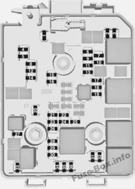 Under-hood fuse box diagram: Opel/Vauxhall Corsa E (2015)