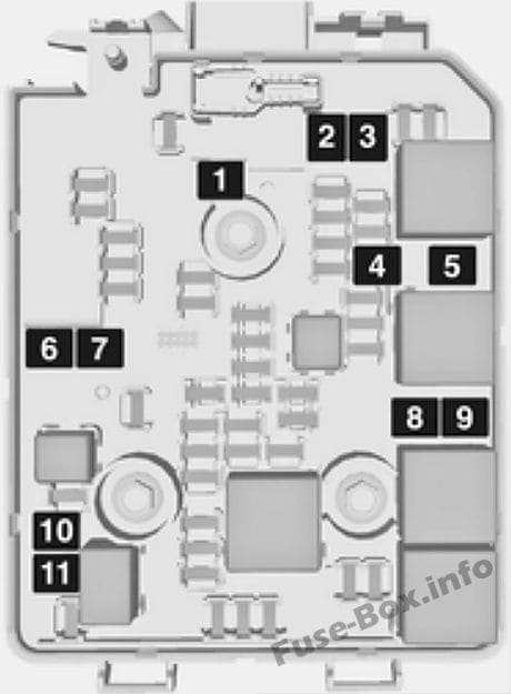 Under-hood fuse box diagram: Opel/Vauxhall Corsa E (2015)