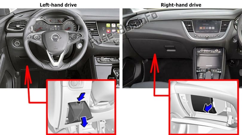 Diagrama de fusibles Opel / Vauxhall Grandland X (2017-2020..) en español