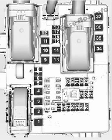 Trunk fuse box diagram: Opel/Vauxhall Insignia A (2013)