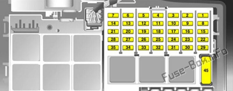 Under-hood fuse box diagram (Z13D Engine): Opel/Vauxhall Tigra B (2008, 2009)