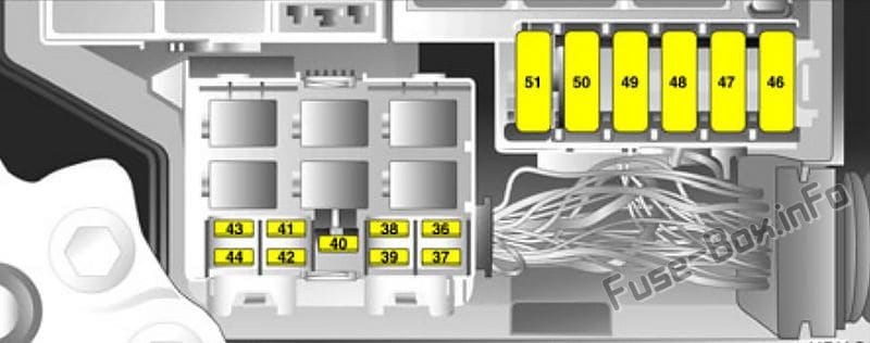 Under-hood fuse box diagram: Opel/Vauxhall Tigra B (2008, 2009)