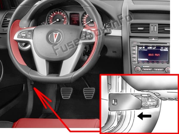 Diagrama de fusibles Pontiac G8 (2008-2009) en español