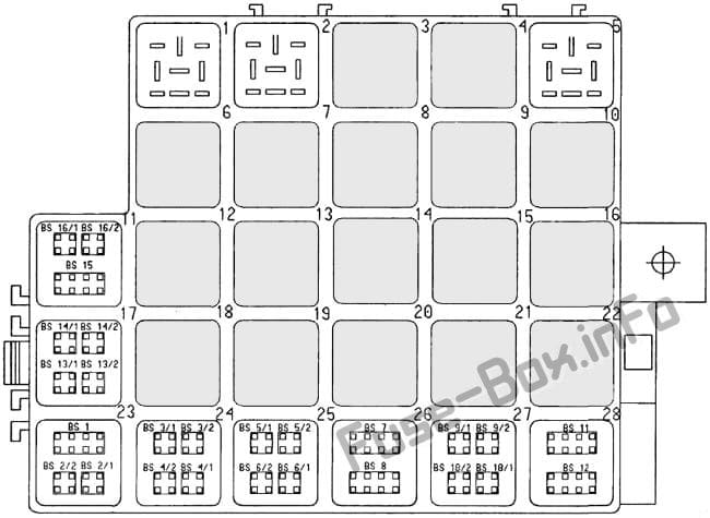 Relay Box №1 (diagram): Porsche 911 (996) / 986 Boxster (1996-2004)