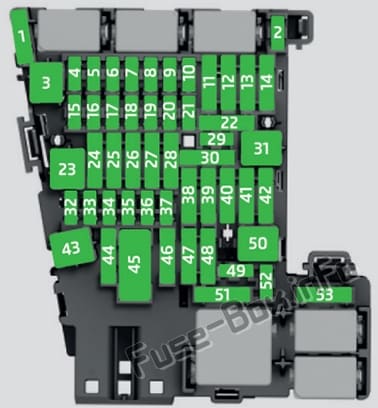 Instrument panel fuse box diagram: SEAT Ateca (2016, 2017, 2018, 2019)