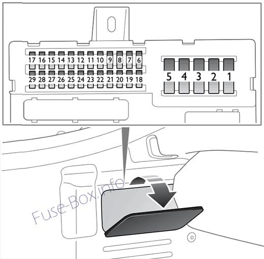 Trunk fuse box diagram (Convertible): Saab 9-3 (2003, 2004, 2005)