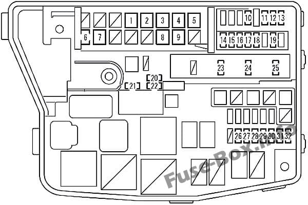 Under-hood fuse box diagram: Scion xB (2007-2015)