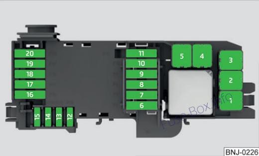 Under-hood fuse box diagram: SEAT Ibiza (2016)