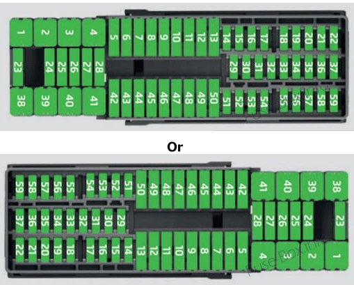 Instrument panel fuse box diagram:  SEAT Ibiza (2016)