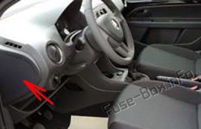 The location of the fuses in the passenger compartment: Skoda Citigo (2011-2015)