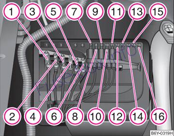 Under-hood fuse box diagram (ver.2): Skoda Fabia (1999-2006)