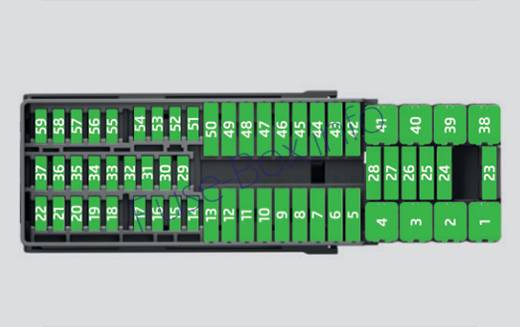 Instrument panel fuse box diagram (LHD): Skoda Fabia (2015, 2016, 2017, 2018, 2019-..)