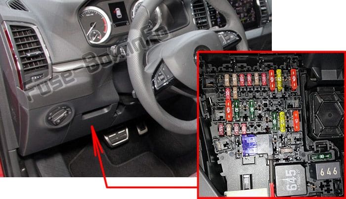 Diagrama de fusibles Skoda Kodiaq (2016-2019..) en español