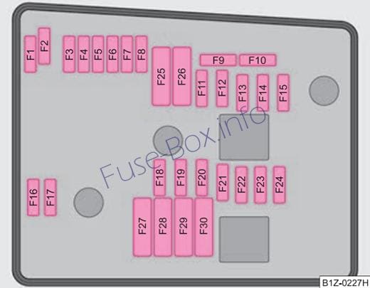 Under-hood fuse box diagram (ver.2): Skoda Octavia (2007, 2008)